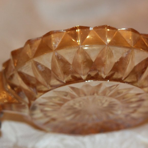 VINTAGE GLASS CARNIVAL MARIGOLD DIAMOND POINT BOWL - Picture 2 of 2